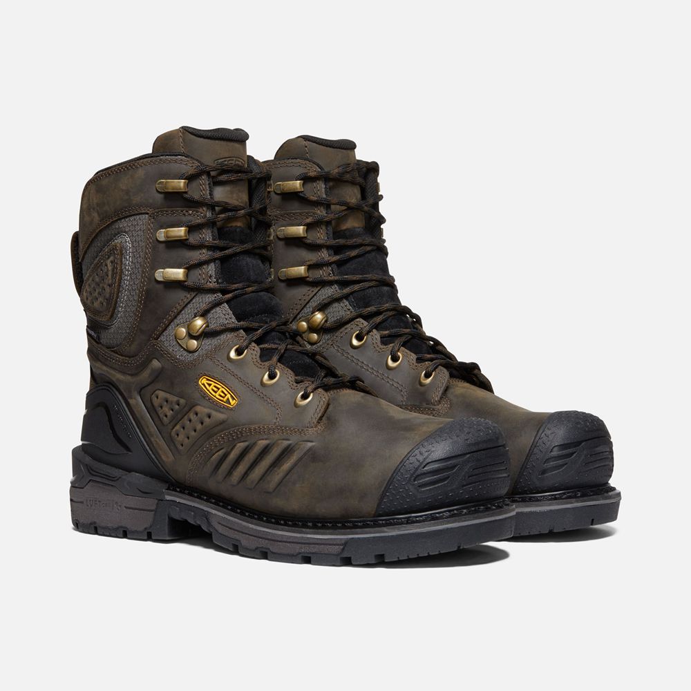 Keen Trekking Bot Erkek Siyah Kahverengi - Philadelphia 8\" Waterproof (Carbon-Fiber Toe) - Türkiye O